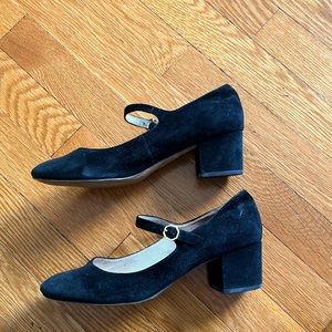 Black Suede Block Heel Shoes